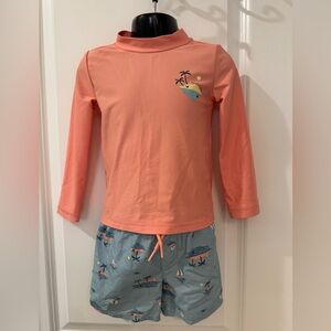 Carters Just One You Coral Rash Guard Top with Island Graphic